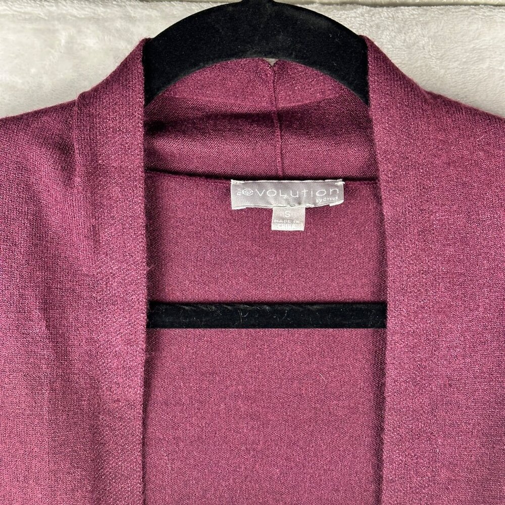Stitch Fix Evolution by Cyrus Womens Cardigan Sweater Small Burgundy Open Front - Picture 3 of 7